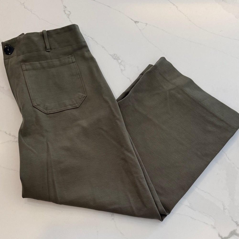 Tahari Olive Green Wide Leg Ponte Pants Size 14